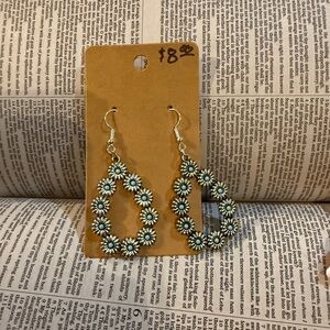 Floral Hoop Earrings in Black and Silver